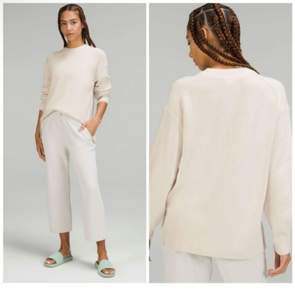 Lululemon Merino Wool-Blend Ribbed Crewneck Sweater
White Opal size 12 NWT